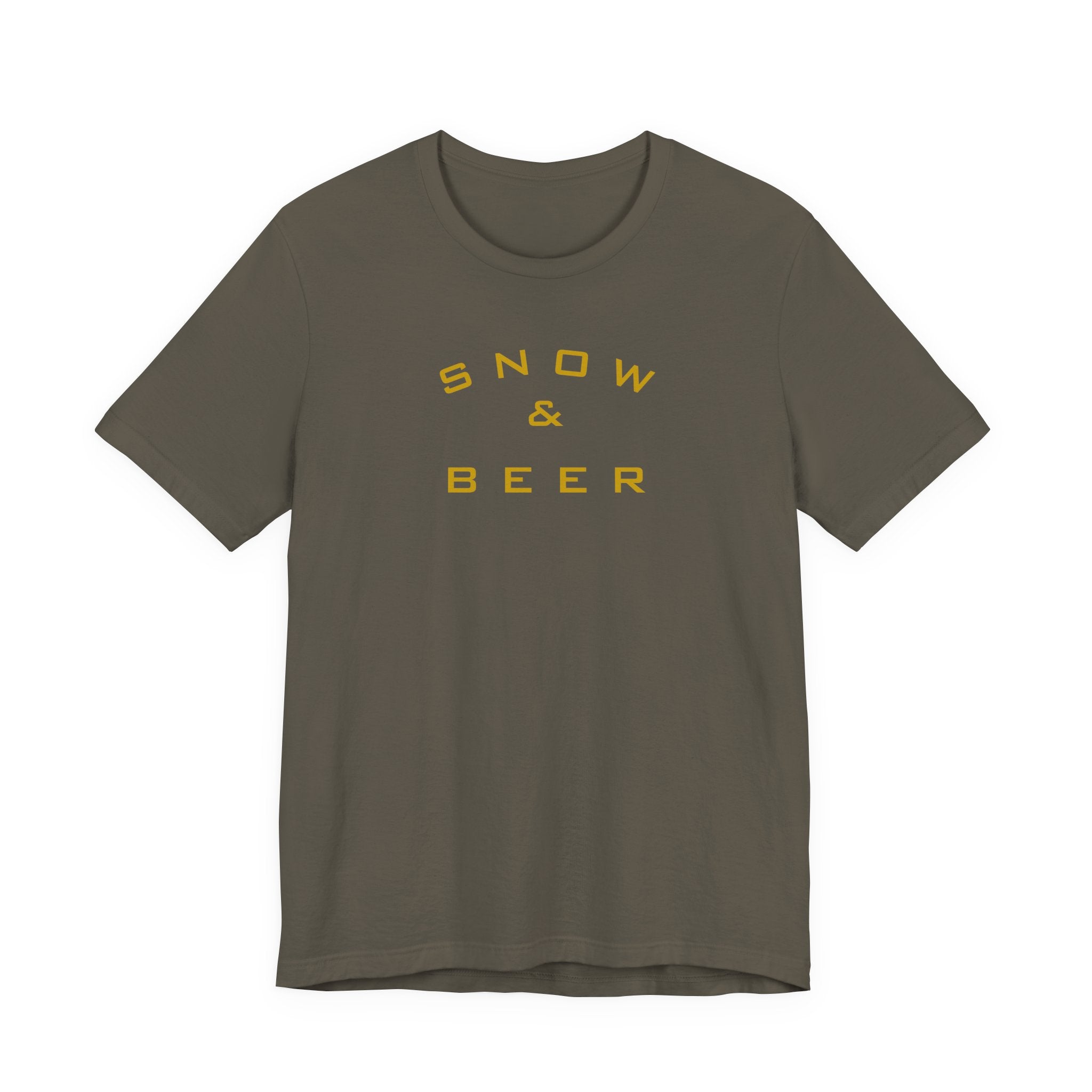 Snow & Beer T‑Shirt — Minimal Winter Skiing Beer Tee
