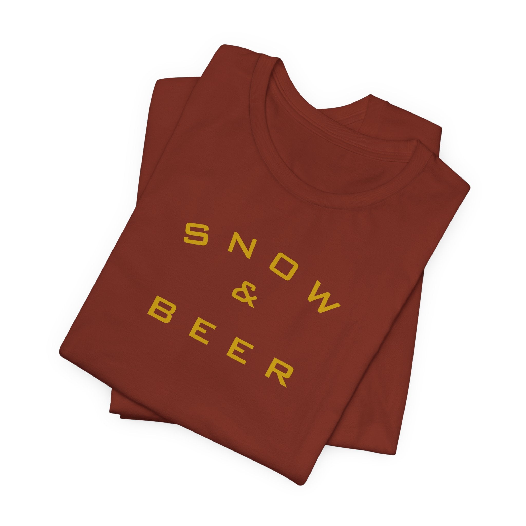 Snow & Beer T‑Shirt — Minimal Winter Skiing Beer Tee