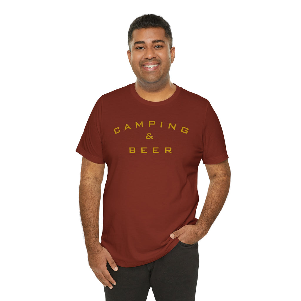 Camping & Beer T‑Shirt — Retro Outdoor Camp Graphic Tee